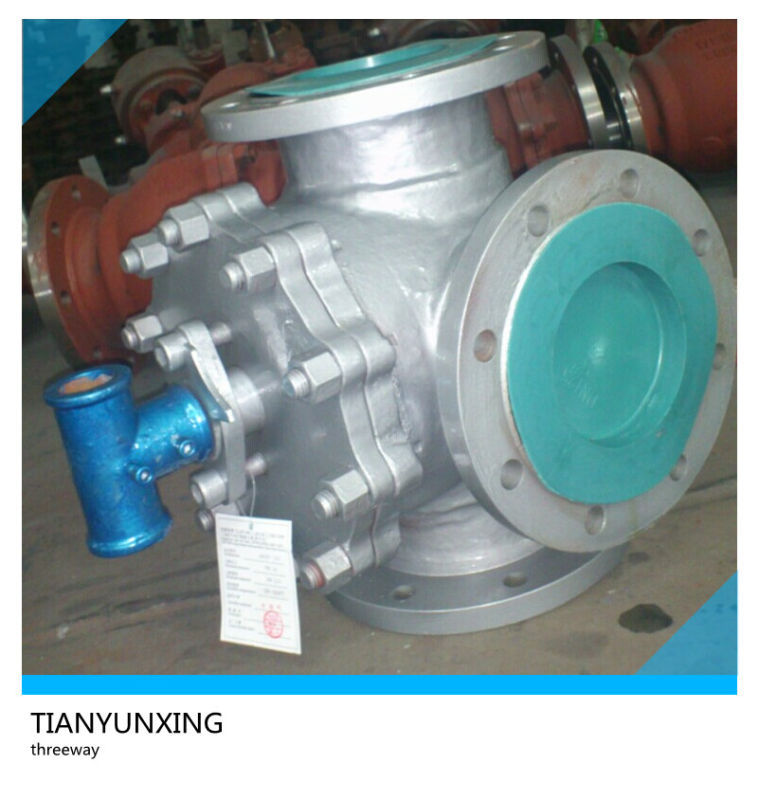 Pneumatic Casting Actuated Tee Type Trunnion Three Way Ball Valve