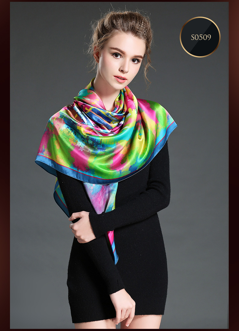 Digital Printing Large Silk Square Scarf