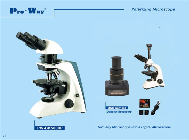 Professional Polarization Microscope with Transmition Illumination (PW-BK5000P)