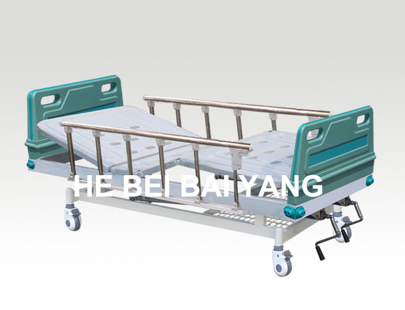 (A-64) -- Movable Double-Function Manual Hospital Bed with ABS Bed Head