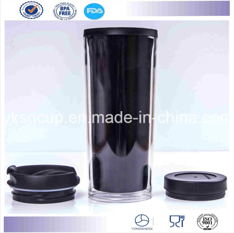 High Quality Double Wall Plastic Coffee Travel Mug with Paper Insert