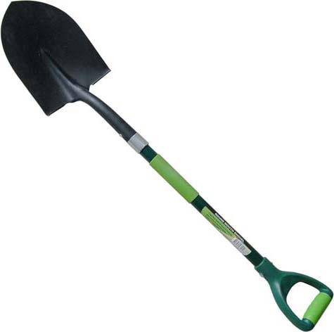 Garden Tools Forged Steel Sharp Spade Round Point Shovel with Fibreglass Handle