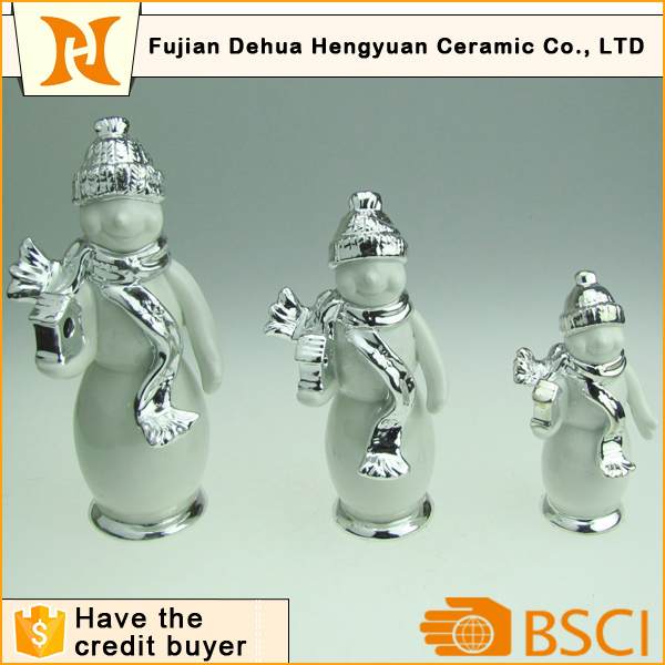 Plating Ceramic Snowman Craft for Home Decoration