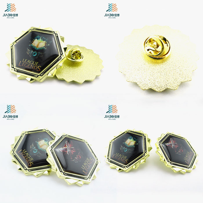 Custom Wholesale Price Casting Gold Print Epoxy Collar Pin