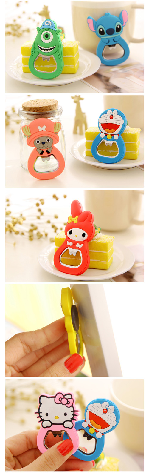 Multi Cartoon Shape Silicone Bottle Opener Refrigerator Magnet