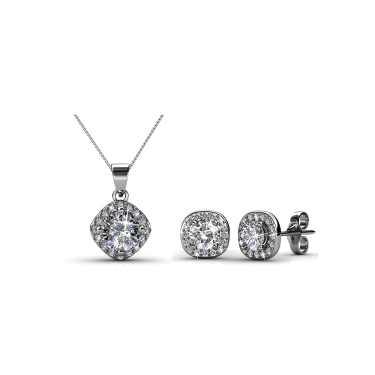 Destiny Jewellery Crystal From Swarovski Set Retro Pendant and Earrings