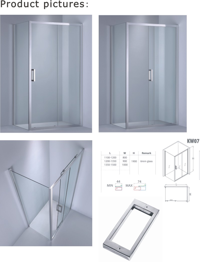 6mm Tempered Glass Bathroom/Aluminum Sliding Shower Cabin (KW07)