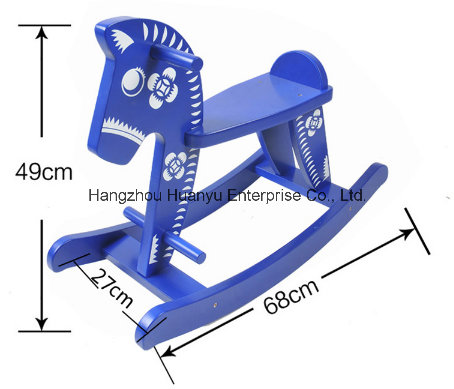 New Design Wooden Rocking Horse-Blue and White Porcelain Horse Rocker