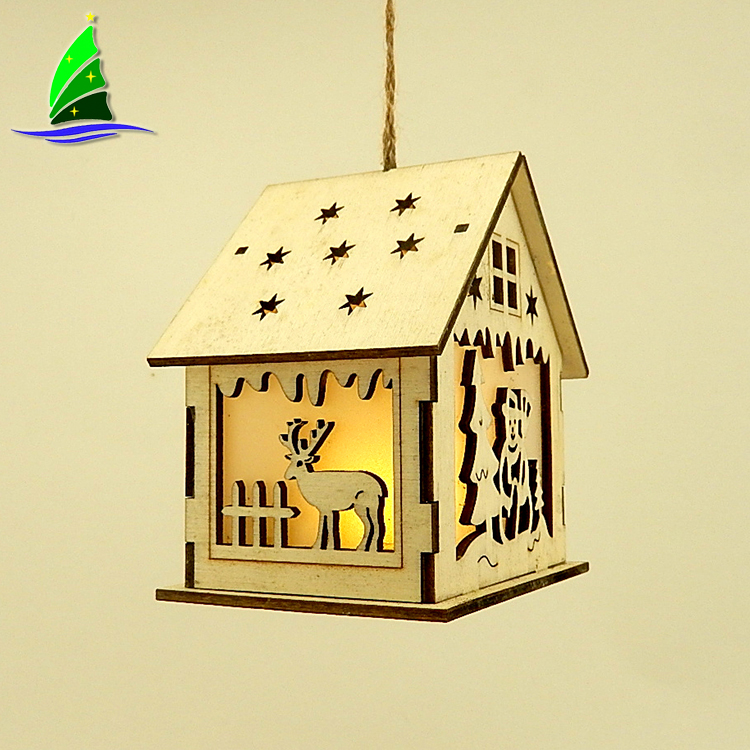 LED Light Wooden Christmas Church House