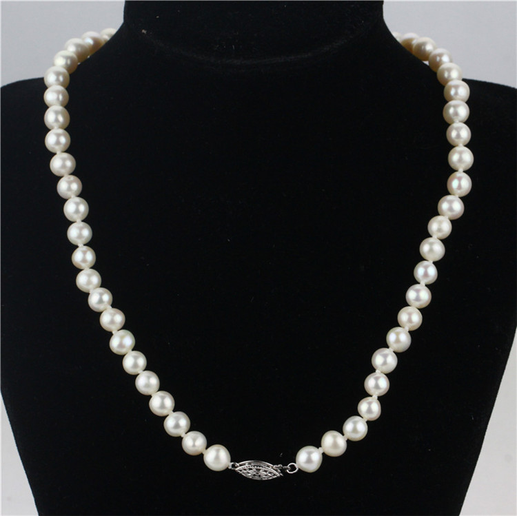 Snh 7-8mm Round Shape AA- Cream Bridal Pearl Necklace