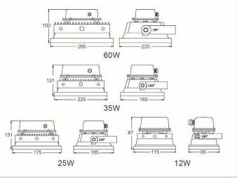 (60W/35W/25W/12W) LED Flood Light (290/225/175/125TG)