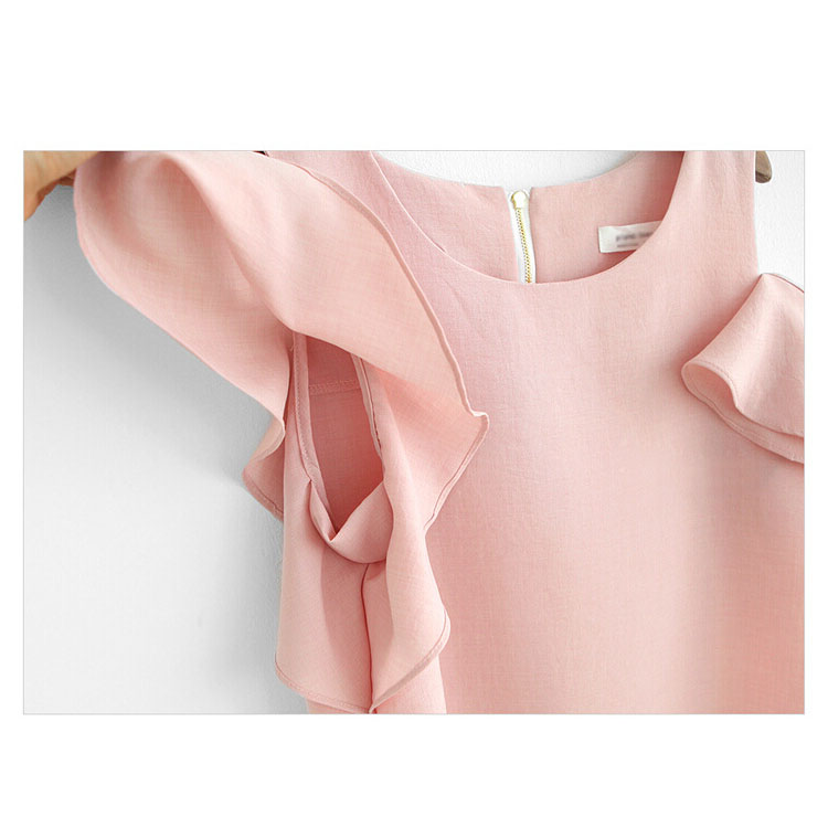 Fashion Ruffle Women Chiffon T-Shirt