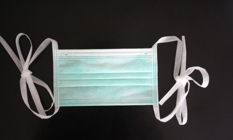 Disposable 3-Ply Nonwoven Surgical Face Mask with Tie on