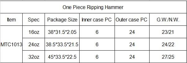 One Piece Forging Steel Claw Hammer