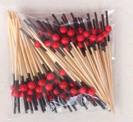 Bamboo Red Color Beaded Skewers for Party
