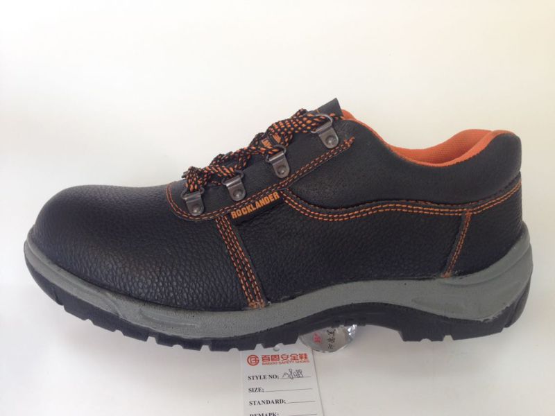 Work Safety Shoe with Upper Split Embossed Leather Sole PU