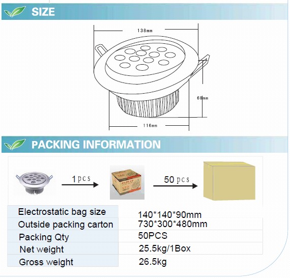 12W LED Ceiling Light with CE RoHS (GN-TH-CW1W12)