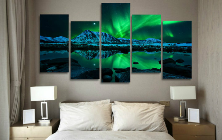 HD Printed Aurora Borealis Painting on Canvas Room Decoration Print Poster Picture Canvas Wall Art Mc-003