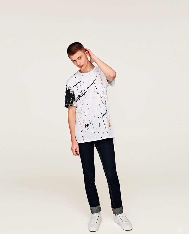 Paint Splatter Print Round Neck T-Shirt