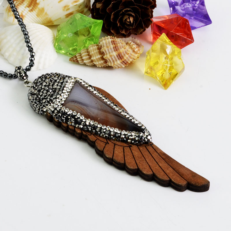 Wholesale Fashion Jewelry Leather Pendant with Rinestone