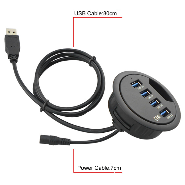 4 Ports USB 3.0 OTG Charger Hub with Power Cable and Adapter