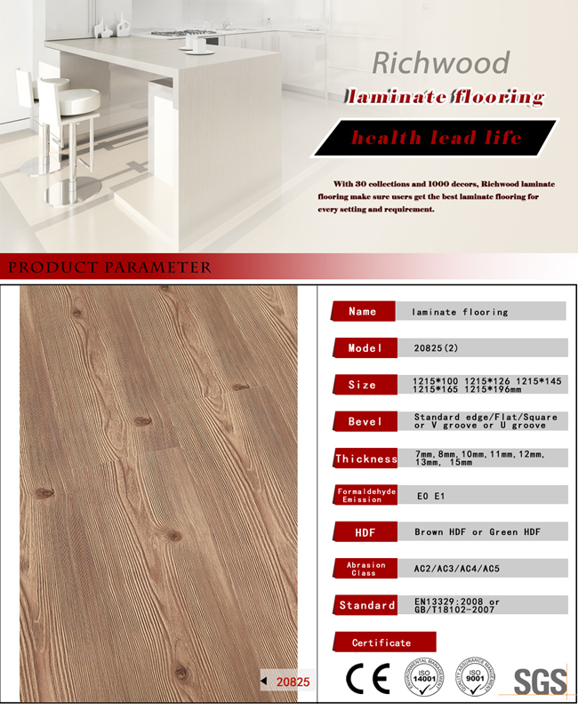 Oak Parquet U Grooved Water Resistant Laminate Flooring Building Material