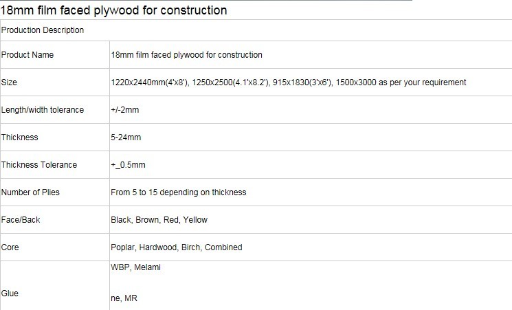 1250*2500 Size High Quality Huabao Marine Plywood Brown Film