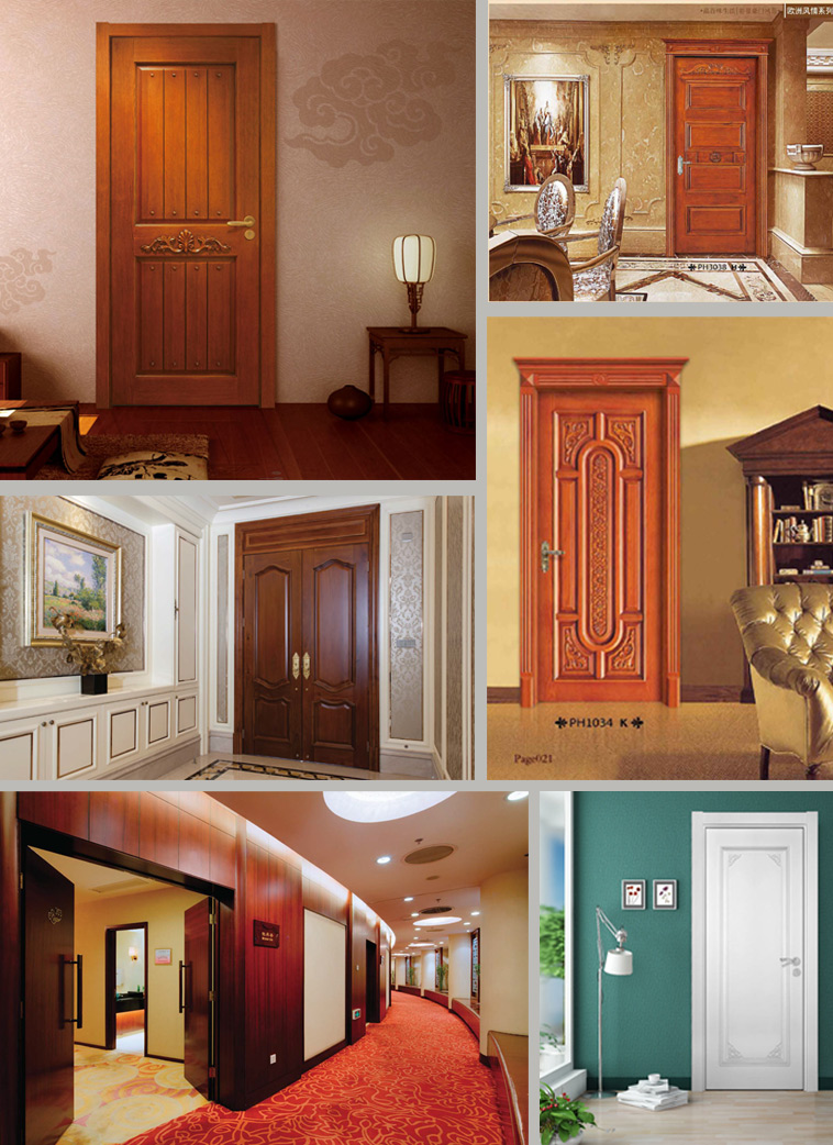Wood-Finish HDP Veneer Interior Wooden Door for Hotel Project