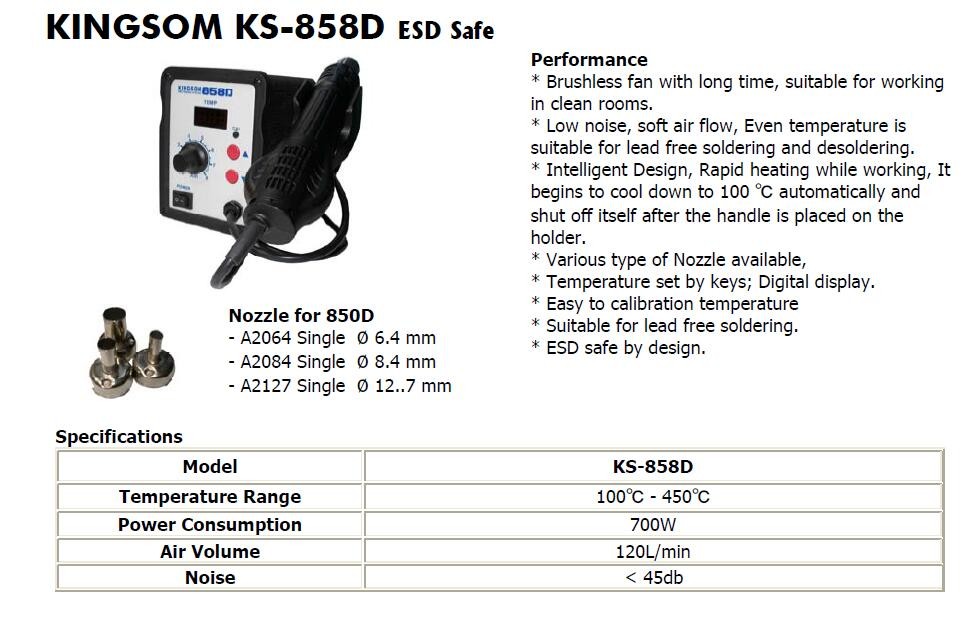 Station de reprise et station de dessoudage KS-858D SMD