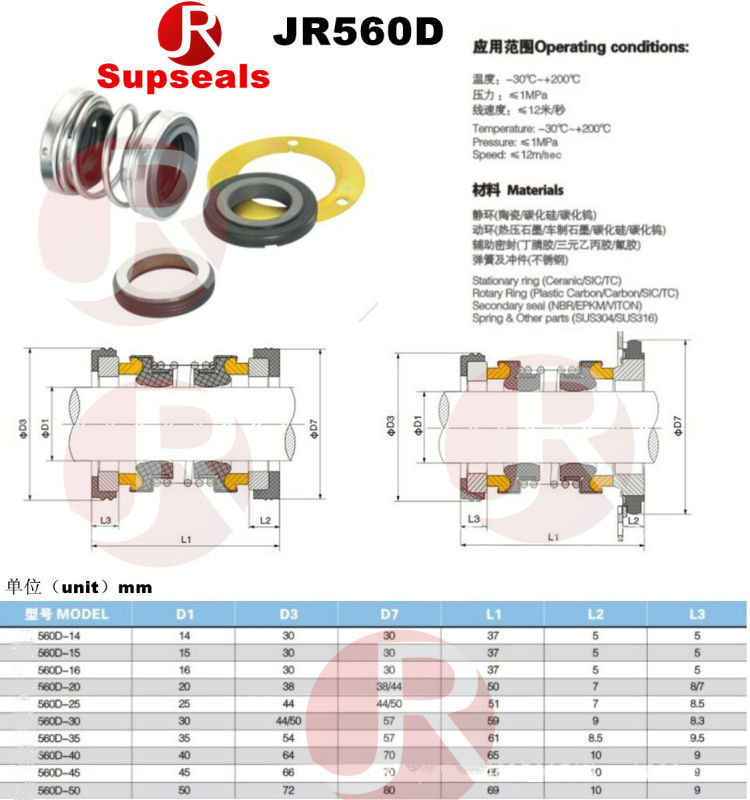 Mechanical Seal Water Pump Double Face Mechanical Seal 560d