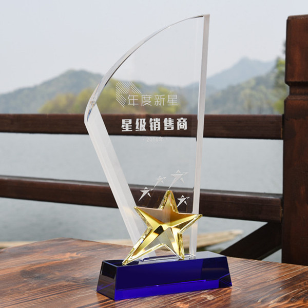 Wholesale Cheap Crystal Glass Star Trophy Parts for Souvenir