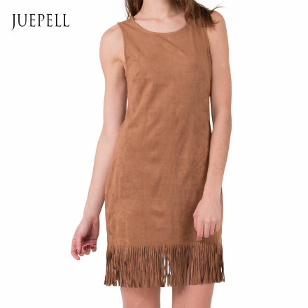 Guangzhou OEM Suede Fringe Fashion Women Dress