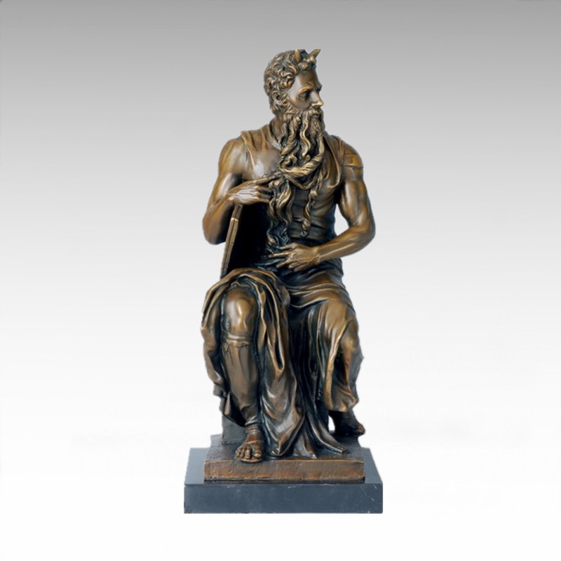 Mythology Bronze Sculpture God Moses Craft Brass Statue TPE-131