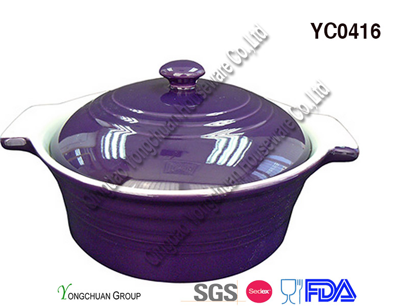 Ceramic Casserole with Lid-2qt