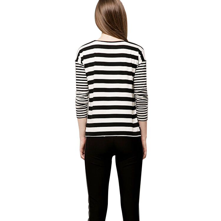 Women Long Sleeve Stripe T-Shirt