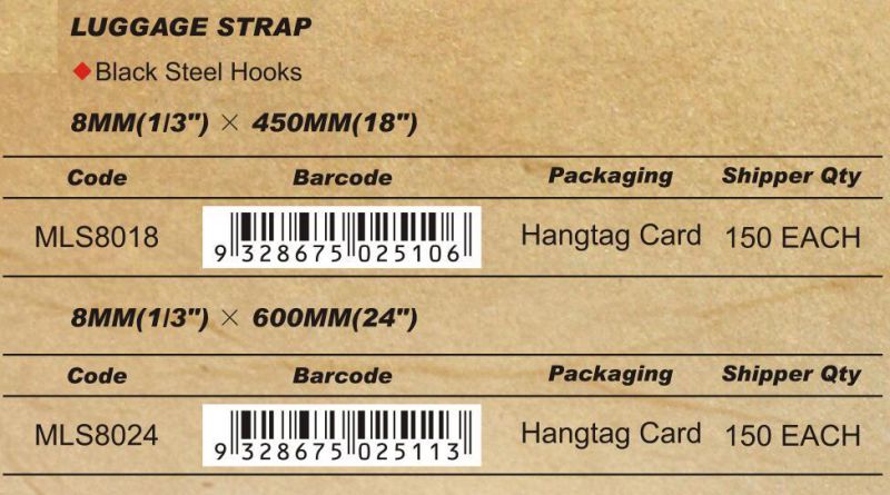 Luggage Strap Latex Strap Hook / Black Steel Hooks