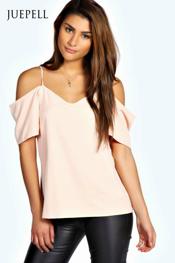 Chiffon Strappy Open Shoulder Women Blouse