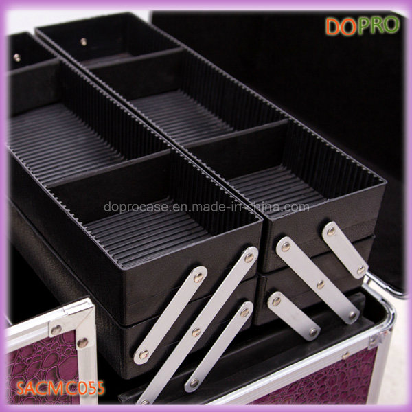 Purple Crocodile Extra Large Makeup Vanity Cases with Plastic Trays (SACMC055)