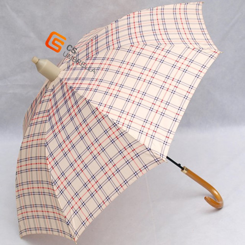 Waterproof Check Polyester Fabric Straight Umbrella (YS-1020A)