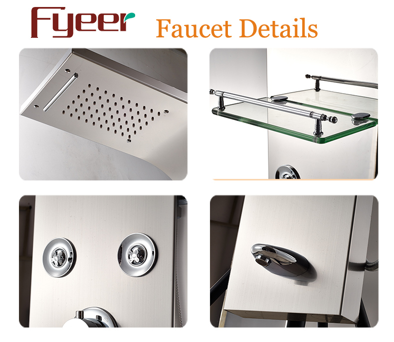 Fyeer Modern Wall Hanging Rainfall Stainless Steel Shower Panel