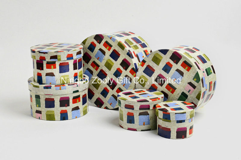 Design Round Shaped Printing Paper Gift Storage Box for Toys