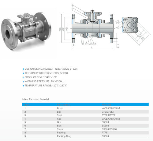 Three Pieces Flanged Ball Valve