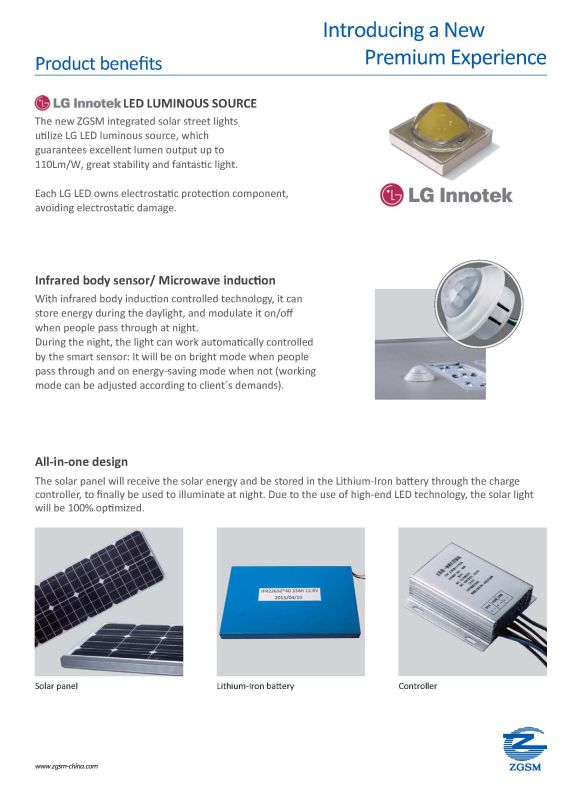 10W 15W 20W 30W 40W 50W All in One Integrated LED Solar Street Light with LG Chips