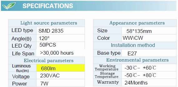 7W LED Bulb with CE RoHS (GN-HP-2835CW7W-G60-E27-SA)