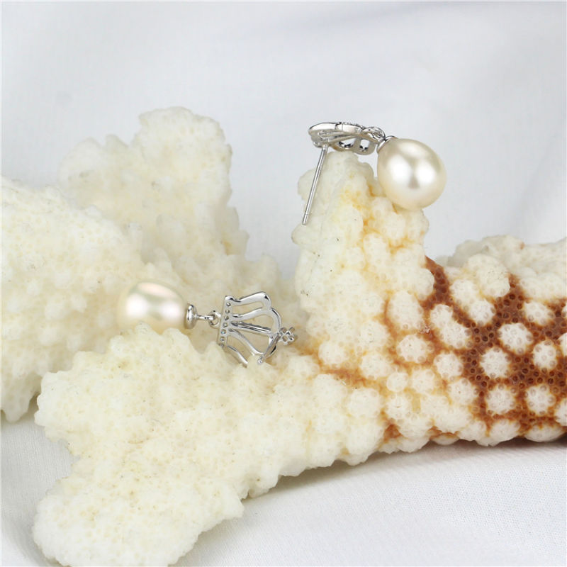 New Arrival Pearl Earrings 8-9mm AAA Drop Fashion White Pearl Earring Jewelry