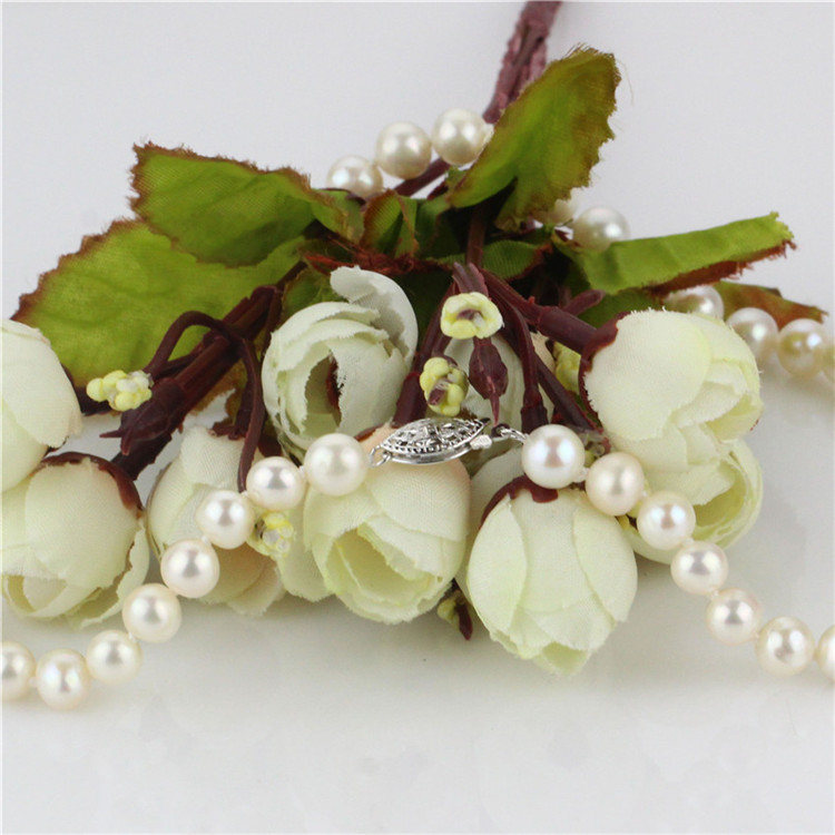 Snh 7-8mm Round Shape AA- Cream Bridal Pearl Necklace