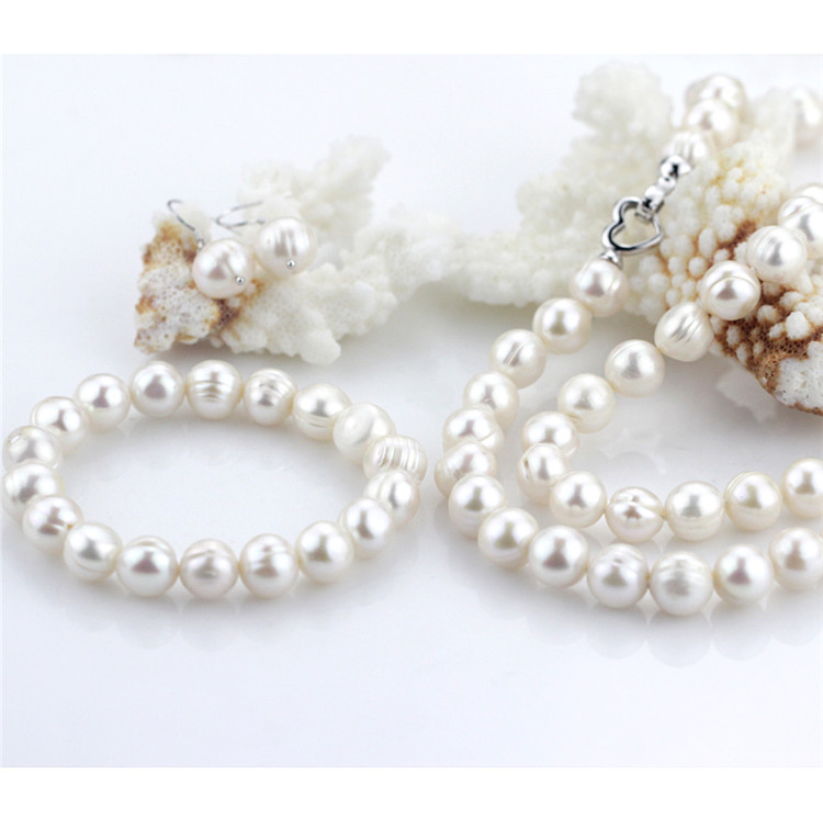 Snh Natural with Wedding Genuine Pearl Jewelry Set