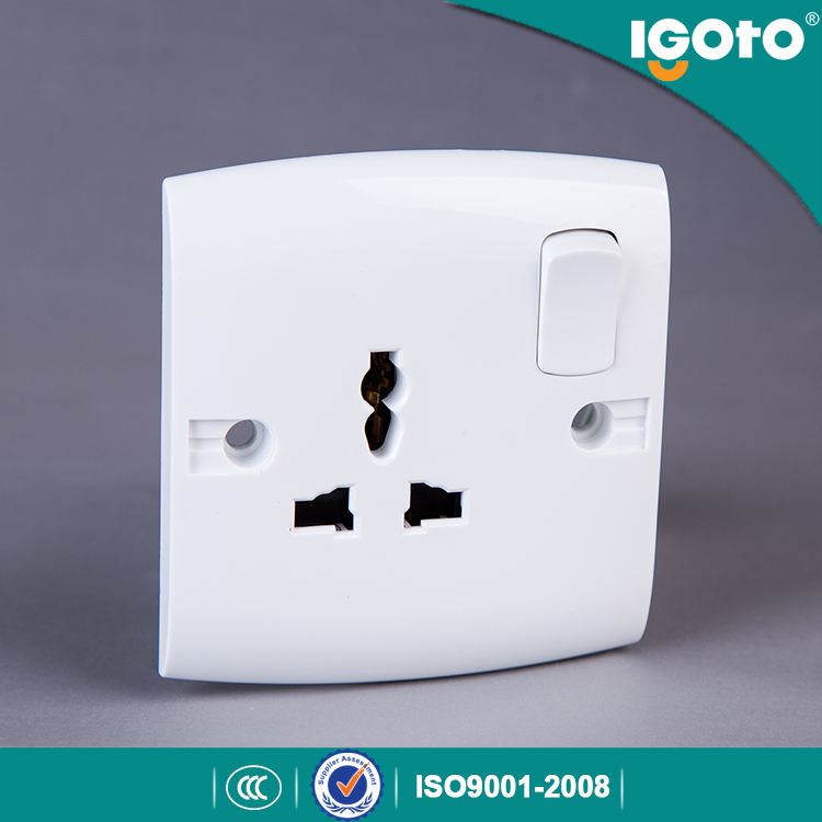 Igoto British Standard E16 New Design Electrical Multi 3 Pin Light Wall Socket