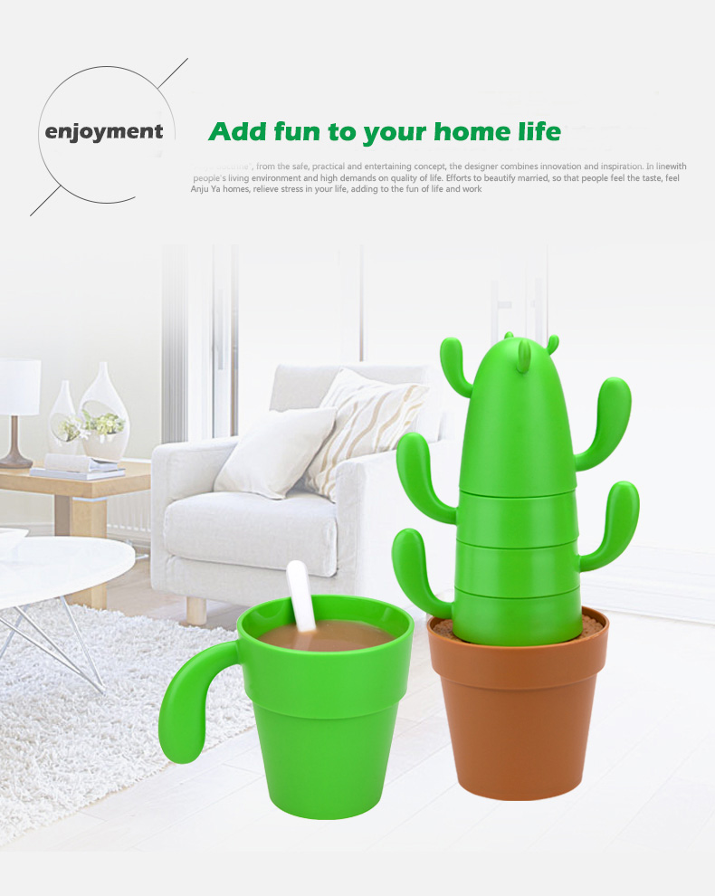 PLA Biodegradable Compostable Cactus Cups Set Mug Artistic Products