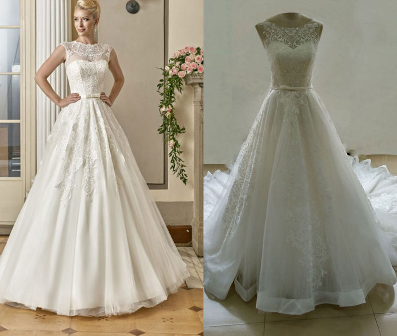 Illusion Neckline A Line Wedding Dress